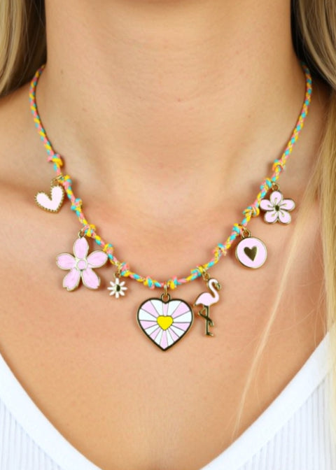 18K Gold-Plated Coastal Charm Necklace with Starfish and Sunburst Heart, 18–20 Inch