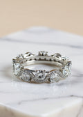Round Moissanite Infinity Eternity Band in Platinum-Plated .925 Sterling Silver