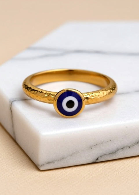 Adjustable Lapis Lazuli Bypass Ring in 18K Gold-Plated Stainless Steel, 4 Styles