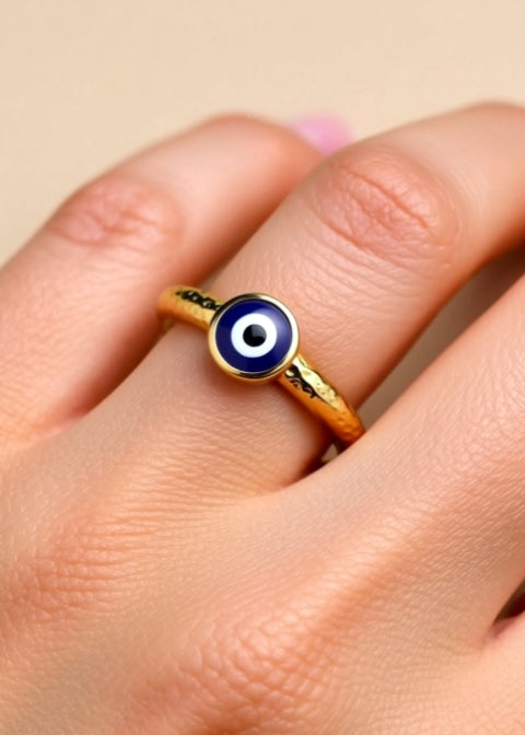 Adjustable Lapis Lazuli Bypass Ring in 18K Gold-Plated Stainless Steel, 4 Styles