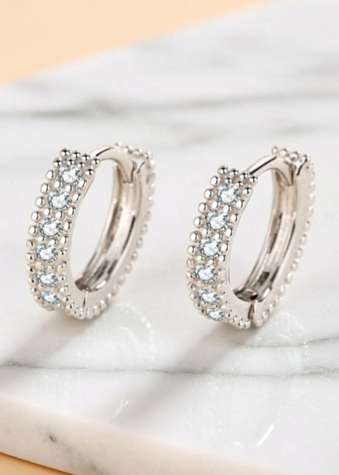 0.14 CT Round Moissanite Huggie Hoop Earrings in .925 Sterling Silver