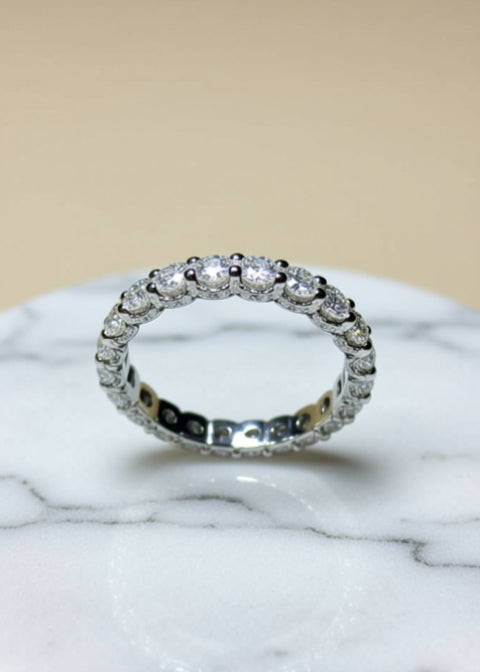 1.5 CT Round Moissanite Eternity Band in Platinum-Plated .925 Sterling Silver