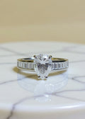 3 Carat Pear Cut Moissanite Engagement Ring in .925 Sterling Silver