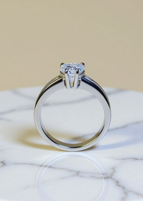 3 Carat Pear Cut Moissanite Engagement Ring in .925 Sterling Silver