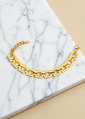 18K Gold-Plated Geometric Square-Link Bracelet in Titanium Steel, Adjustable 6.3–7.9 Inch