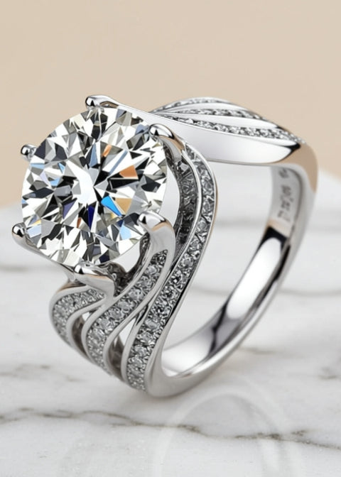5 Carat Round-Cut Moissanite Engagement Ring in .925 Sterling Silver