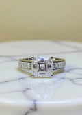 3CT Asscher-Cut Moissanite Engagement Ring in .925 Sterling Silver