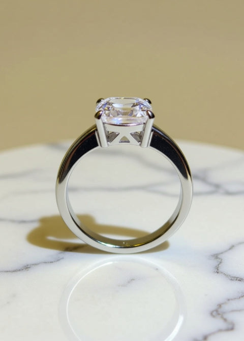 3CT Asscher-Cut Moissanite Engagement Ring in .925 Sterling Silver
