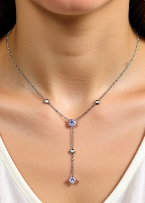 1.5CT Moissanite Y-Drop Necklace in .925 Sterling Silver, 16 + 2 Inch