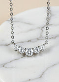 0.58CT Five-Stone Moissanite Necklace in Platinum-Plated .925 Sterling Silver