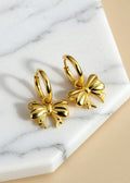18K Gold-Plated Bow Charm Hoop Earrings in Stainless Steel
