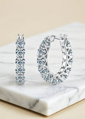 7.2CT Moissanite Inside-Out Hoop Earrings in .925 Sterling Silver, Gold or Silver