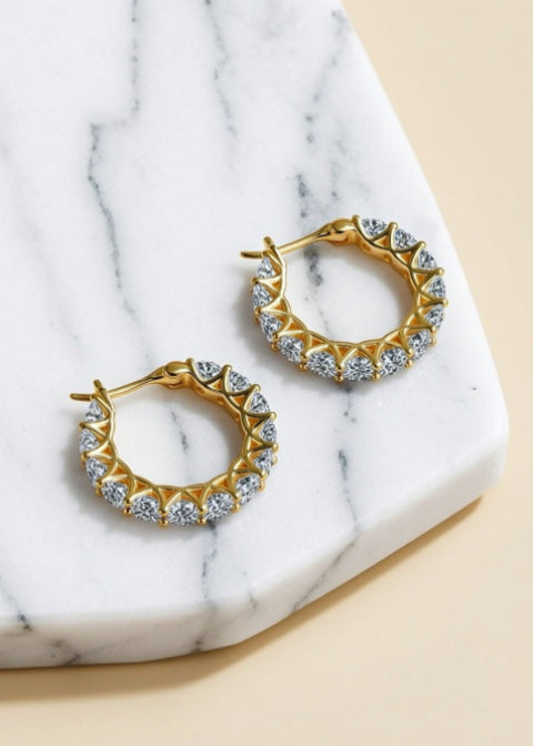 7.2CT Moissanite Inside-Out Hoop Earrings in .925 Sterling Silver, Gold or Silver