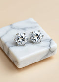 1CT Round Moissanite Solitaire Stud Earrings in Rhodium-Plated .925 Sterling Silver
