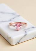 Pink Heart-Cut Zircon Ring in Rose Gold-Tone .925 Sterling Silver