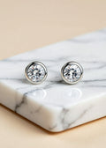 1CT Round Moissanite Bezel-Set Stud Earrings in Rhodium-Plated .925 Sterling Silver