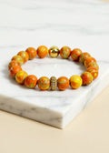 Natural Imperial Jasper Beaded Bracelet, 7.5-Inch Stretch Bracelet in Tangerine, Green, Purple or Red