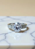 3CT Oval-Cut Moissanite Engagement Ring in Platinum-Plated .925 Sterling Silver