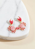 Red Crab Dangle Earrings in 18K Gold-Plated Stainless Steel