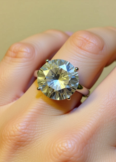 10CT Round-Cut Moissanite Solitaire Engagement Ring in .925 Sterling Silver