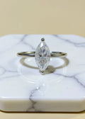 2CT Marquise Moissanite Ring, Platinum-Plated .925 Sterling Silver