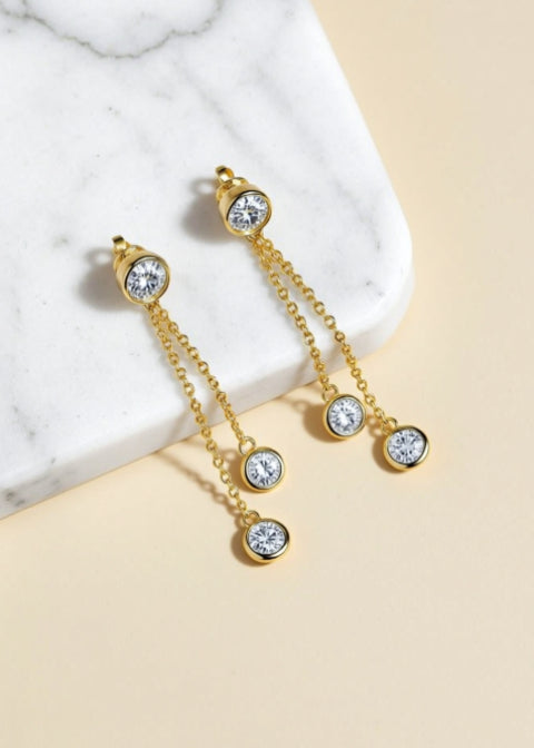 2.6 Carat Moissanite Chain Drop Earrings in Sterling Silver
