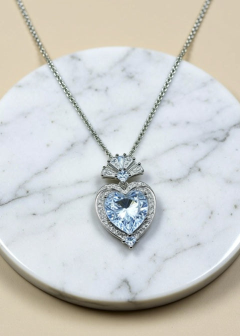 3 Carat Heart-Shaped Moissanite Pendant Necklace in Sterling Silver