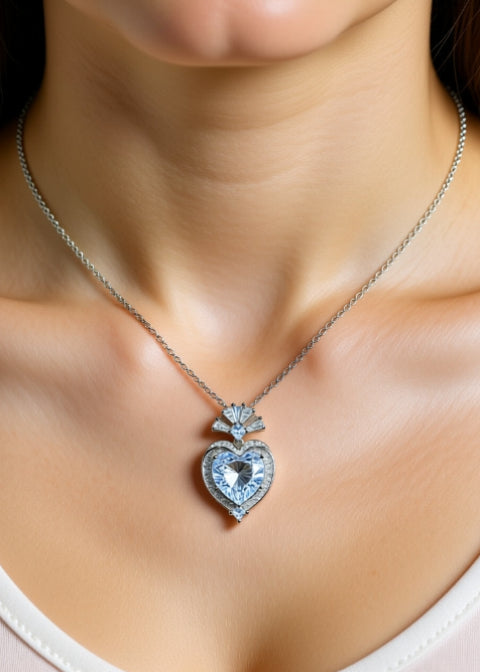 3 Carat Heart-Shaped Moissanite Pendant Necklace in Sterling Silver