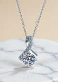 1 Carat Round Moissanite Twist Pendant Necklace in Sterling Silver