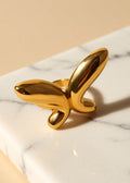 Adjustable 18K Gold-Plated Sculptural Statement Ring
