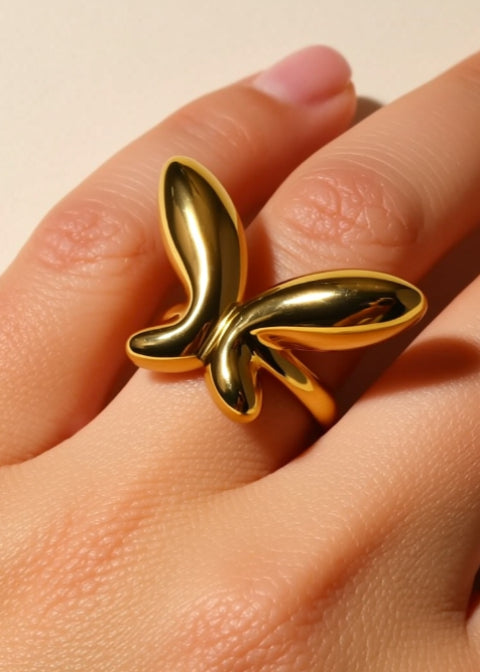 Adjustable 18K Gold-Plated Sculptural Statement Ring