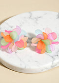 Colorful Acrylic Flower Stud Earrings, 18K Gold-Plated Stainless Steel