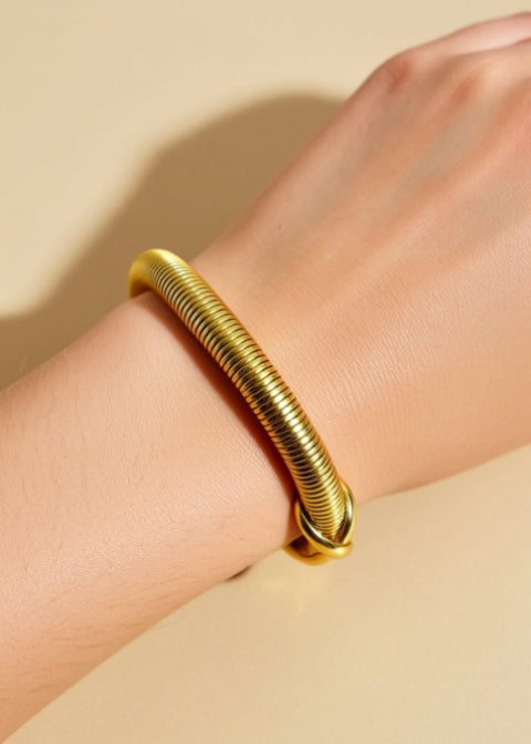 Infinity Knot Bangle Bracelet in Gold or Silver Titanium Steel