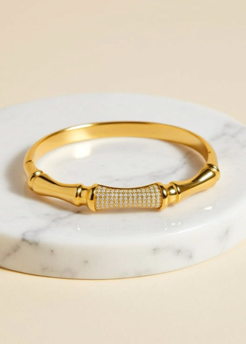 18K Gold-Plated Zircon Bangle Bracelet, 3 Statement Styles