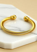 Twisted Cable Cuff Bracelet in Gold, Silver or Black Stainless Steel