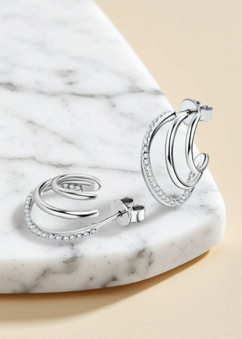0.32 Carat Moissanite Swirl Stud Earrings in Gold or Silver