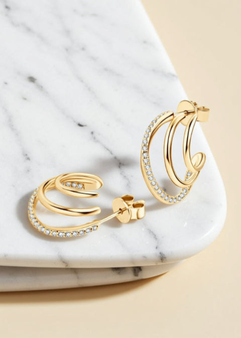0.32 Carat Moissanite Swirl Stud Earrings in Gold or Silver