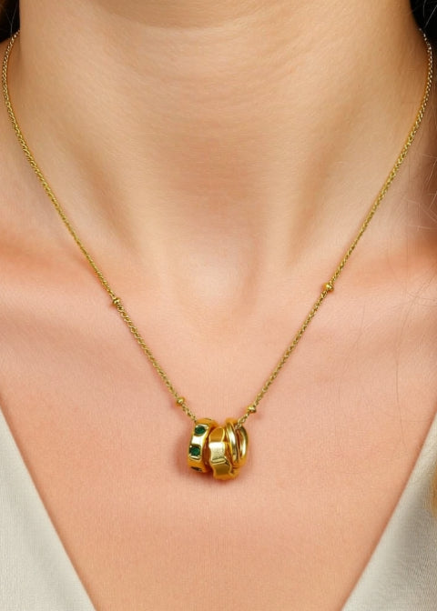 18K Gold-Plated Elephant Pendant Necklace with Green Zircon