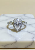 2 Carat Pear-Shaped Moissanite Halo Engagement Ring in Sterling Silver