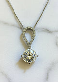 5 Carat Round Moissanite Drop Pendant Necklace in Sterling Silver