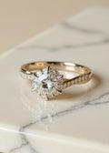 0.5 Carat Round Moissanite Halo Ring in .925 Sterling Silver