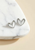 Platinum-Plated 925 Sterling Silver Open Heart Stud Earrings