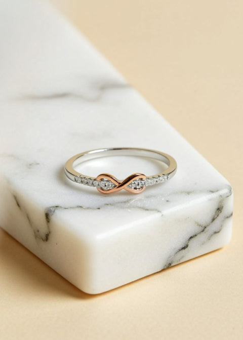 925 Sterling Silver Infinity Ring with Zircon Stones, Pink or White