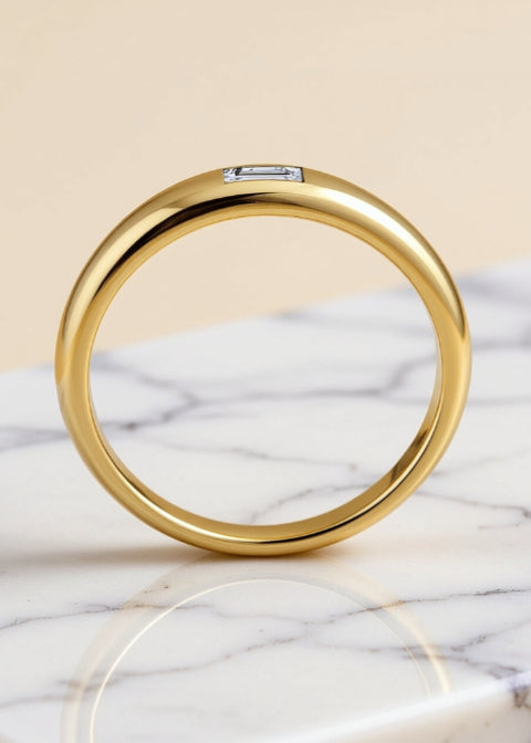 0.2CT Emerald-Cut Moissanite Ring in .925 Sterling Silver, Gold or Silver