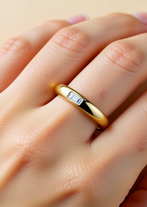 0.2CT Emerald-Cut Moissanite Ring in .925 Sterling Silver, Gold or Silver