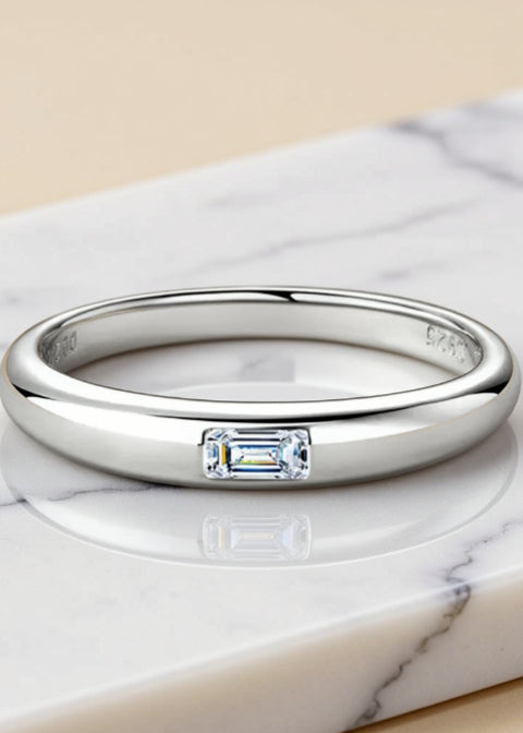 0.2CT Emerald-Cut Moissanite Ring in .925 Sterling Silver, Gold or Silver