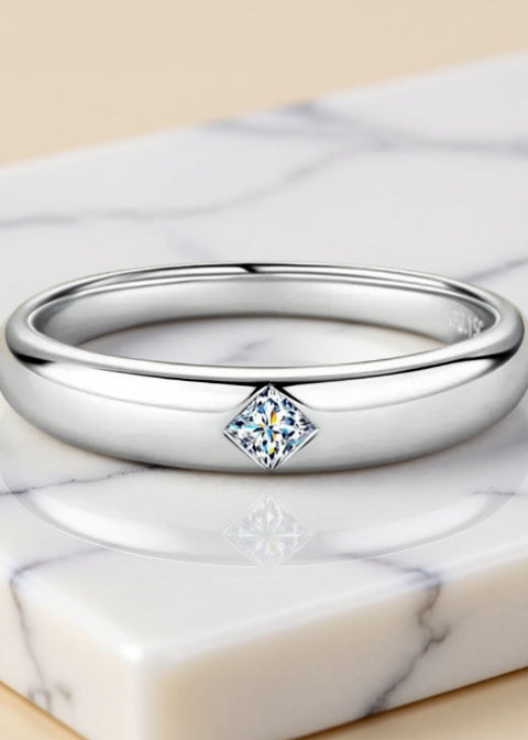 0.2CT Emerald-Cut Moissanite Ring in .925 Sterling Silver, Gold or Silver