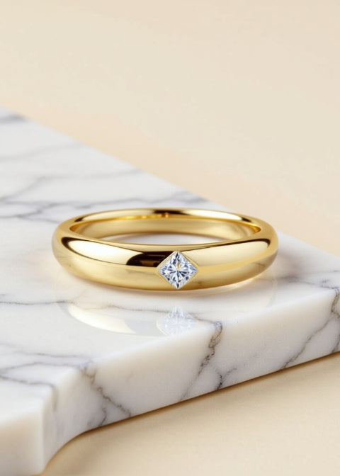 0.2CT Emerald-Cut Moissanite Ring in .925 Sterling Silver, Gold or Silver