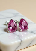 2 Carat Pink Pear-Cut Moissanite Stud Earrings in Sterling Silver
