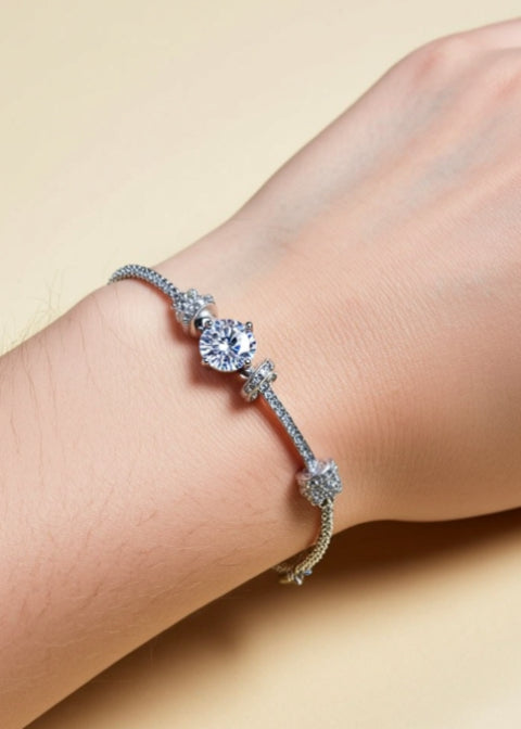 2 Carat Moissanite Adjustable Bracelet in Rhodium-Plated Sterling Silver